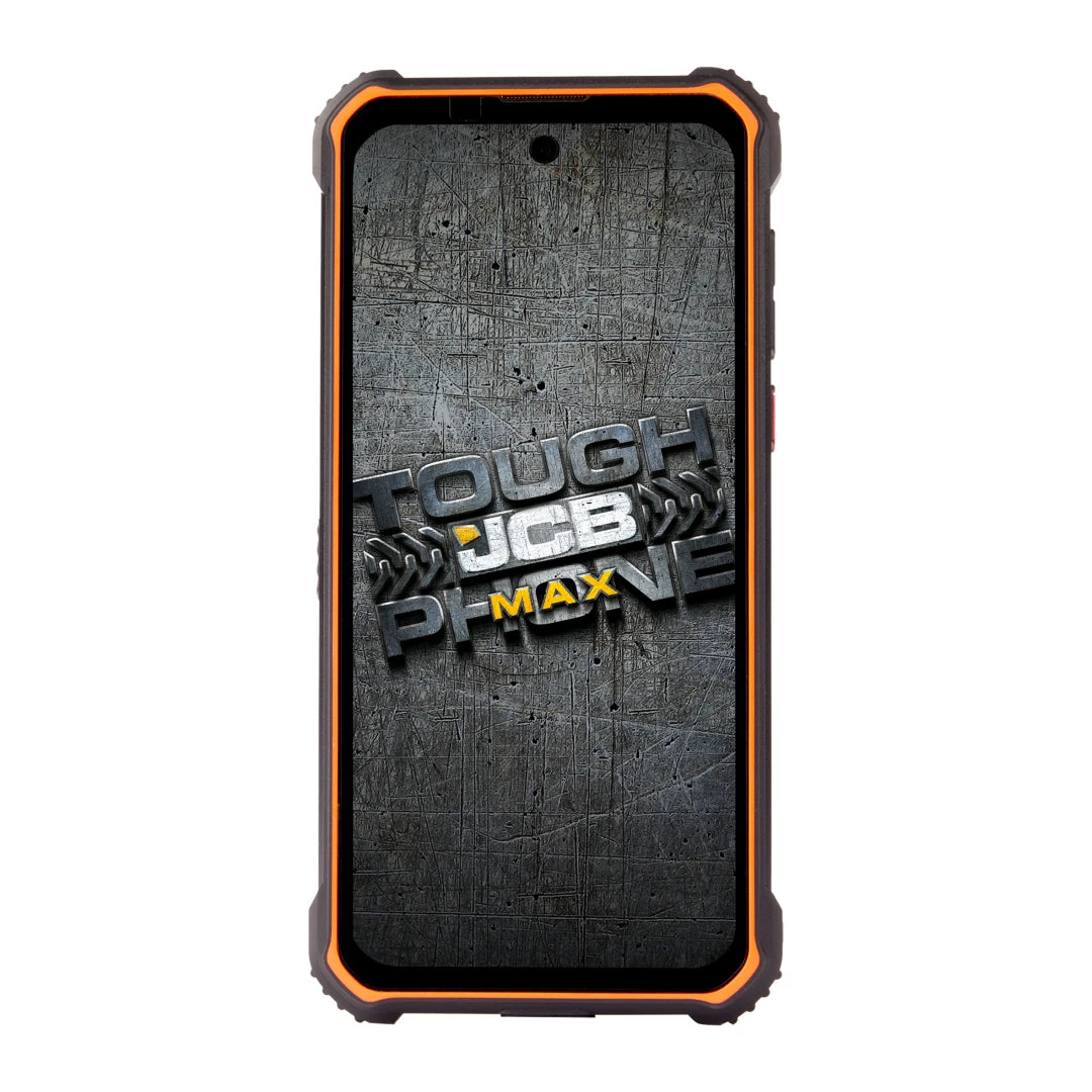JCB Toughphone MAX M20 Nightfire Orange Edition - front view, boot screen