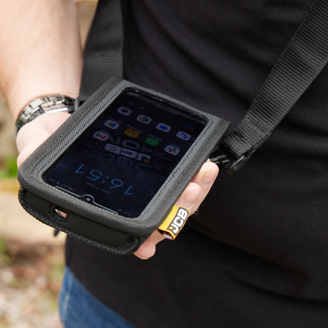 JCB Leather Shoulder Strap in use outdoors