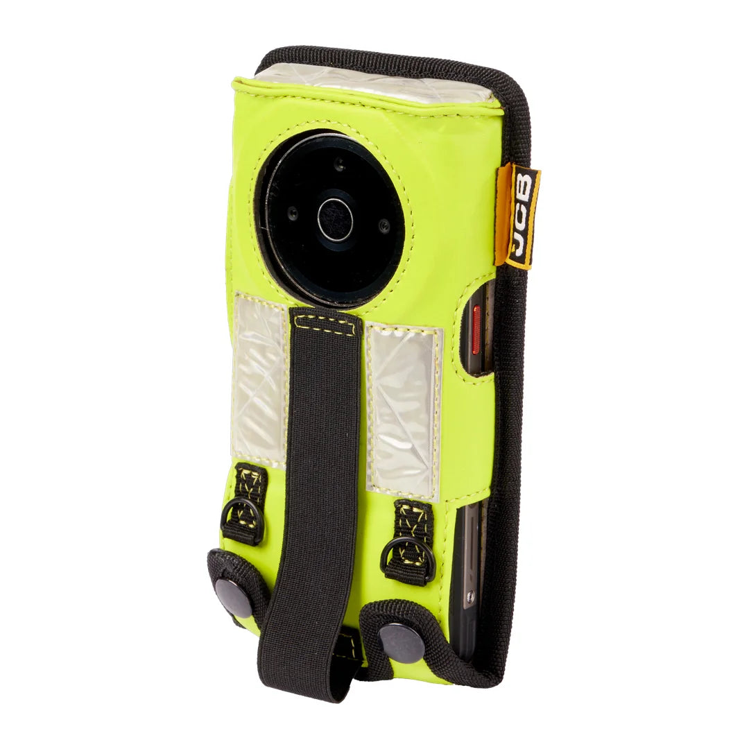 JCB M20/P20 Hi-Vis Yellow Protective Case, back view with hand strap