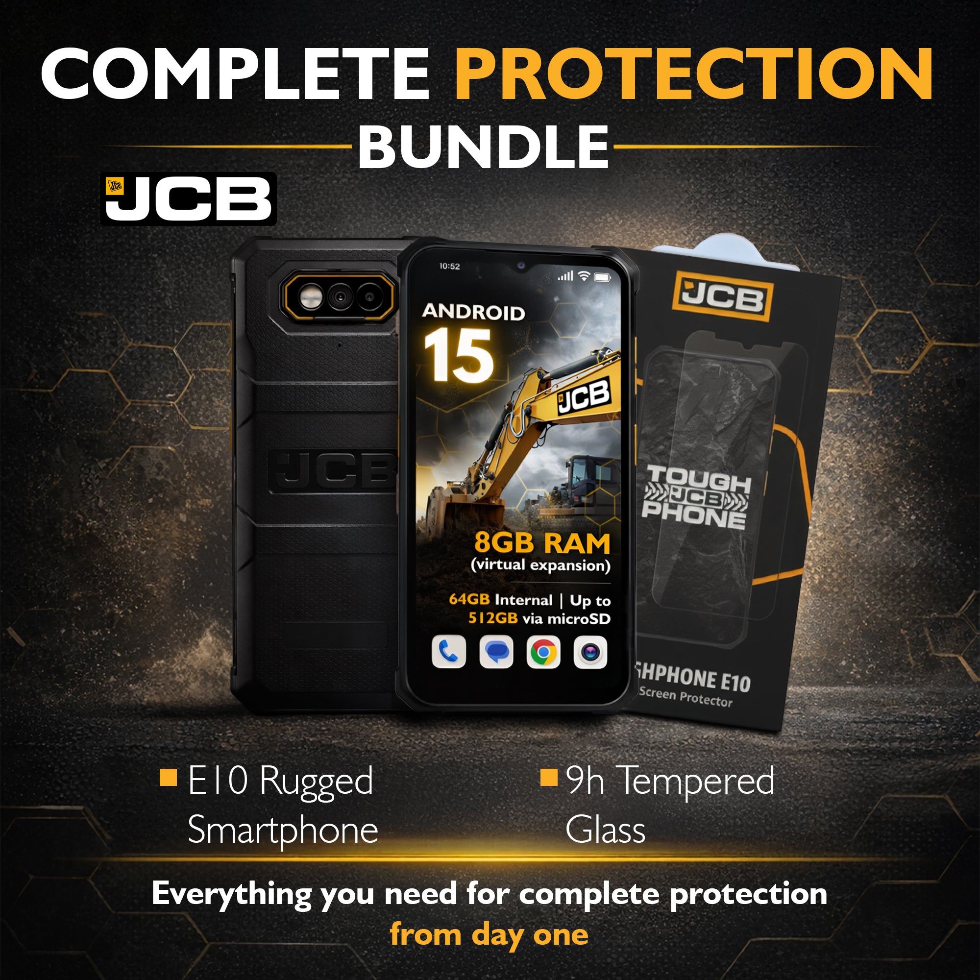 JCB Toughphone E10 + Displayschutzfolie