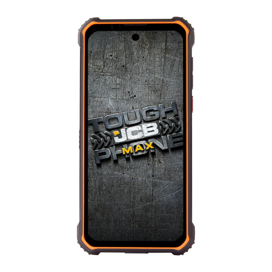JCB Toughphone MAX M20 Nightfire Orange Edition - front view, boot screen