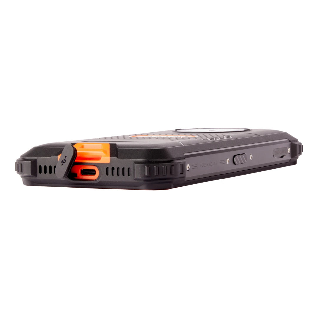 JCB Toughphone MAX M20 Nightfire Orange Edition - side profile with USB-C port