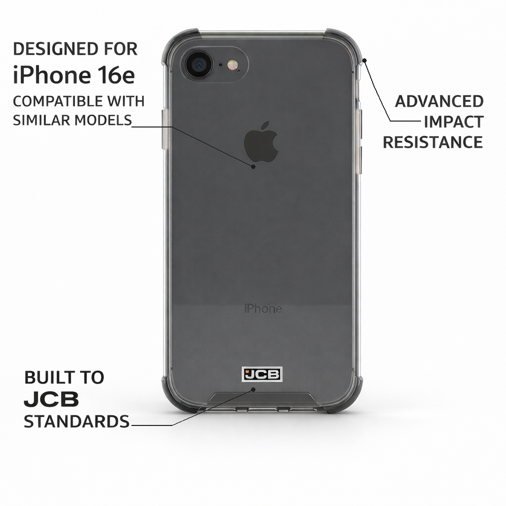 JCB Toughcase for iPhone 16e – Clear Rugged Shockproof Protective Case